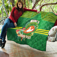 Personalized Manu'a Cession Day Quilt Tropical Flowers With Polynesian Pattern LT14 - Polynesian Pride