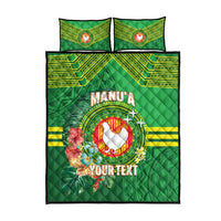 Personalized Manu'a Cession Day Quilt Bed Set Tropical Flowers With Polynesian Pattern LT14 - Polynesian Pride