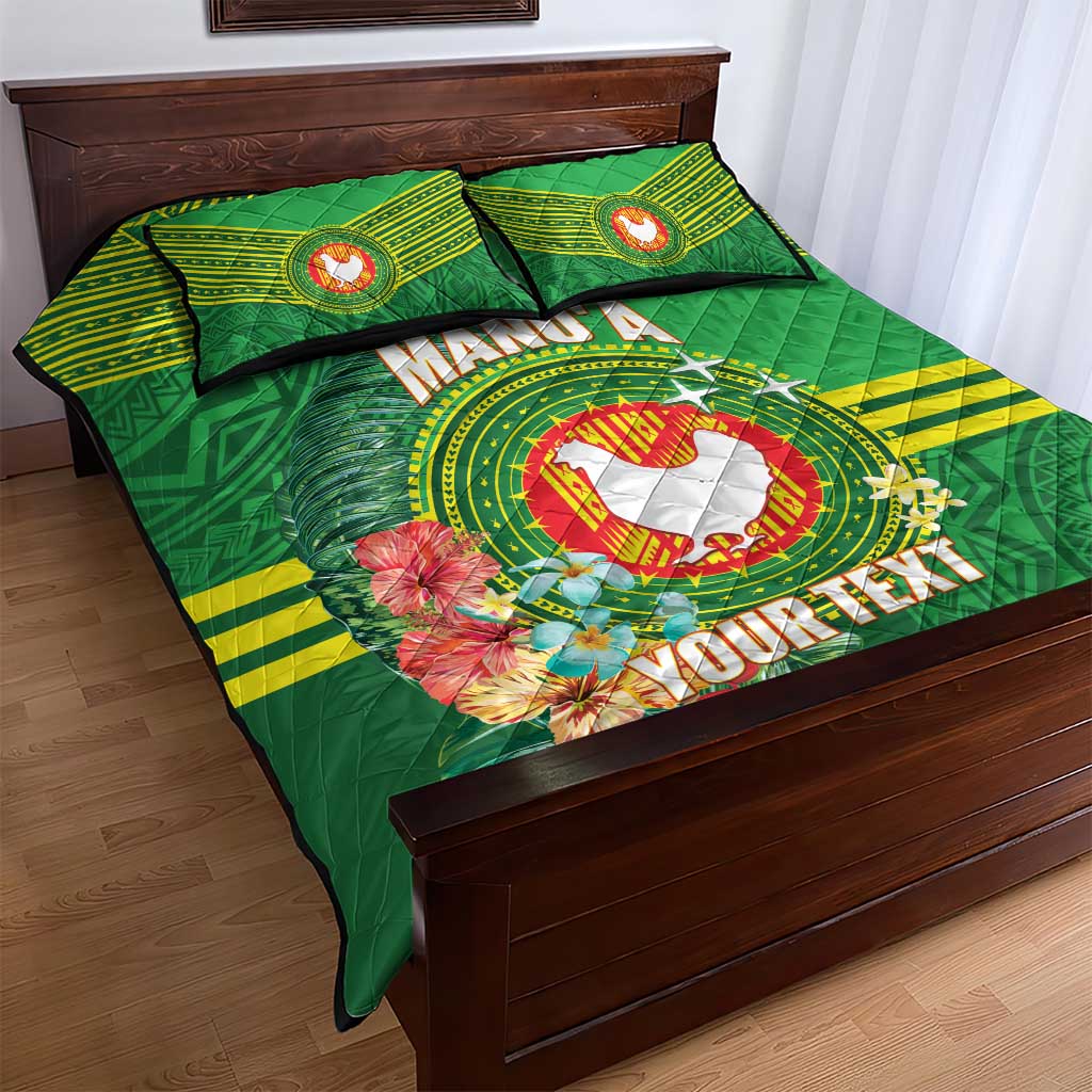 Personalized Manu'a Cession Day Quilt Bed Set Tropical Flowers With Polynesian Pattern LT14 - Polynesian Pride