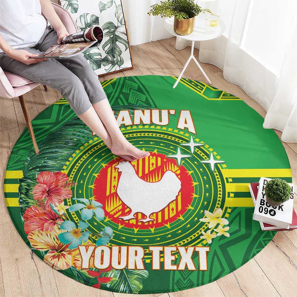 Personalized Manu'a Cession Day Round Carpet Tropical Flowers With Polynesian Pattern LT14 - Polynesian Pride