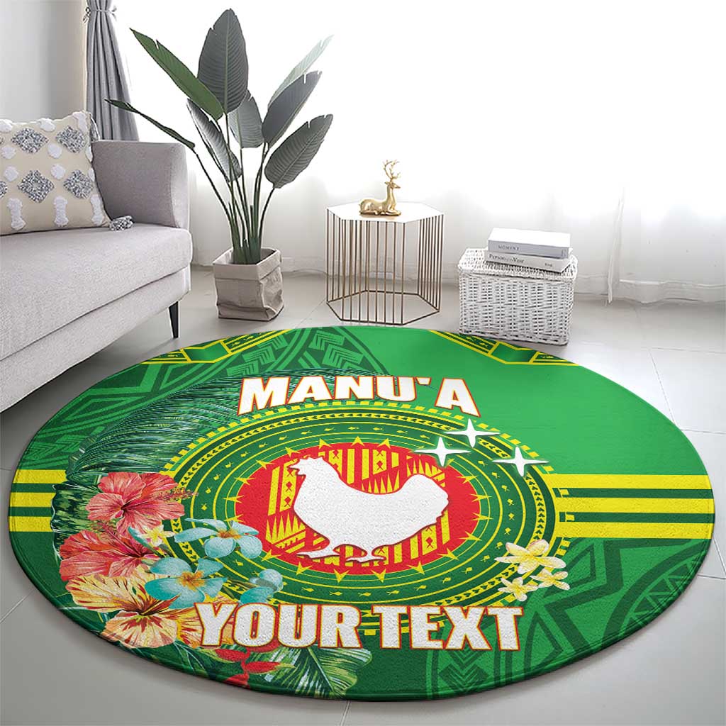 Personalized Manu'a Cession Day Round Carpet Tropical Flowers With Polynesian Pattern LT14 - Polynesian Pride
