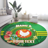 Personalized Manu'a Cession Day Round Carpet Tropical Flowers With Polynesian Pattern LT14 - Polynesian Pride