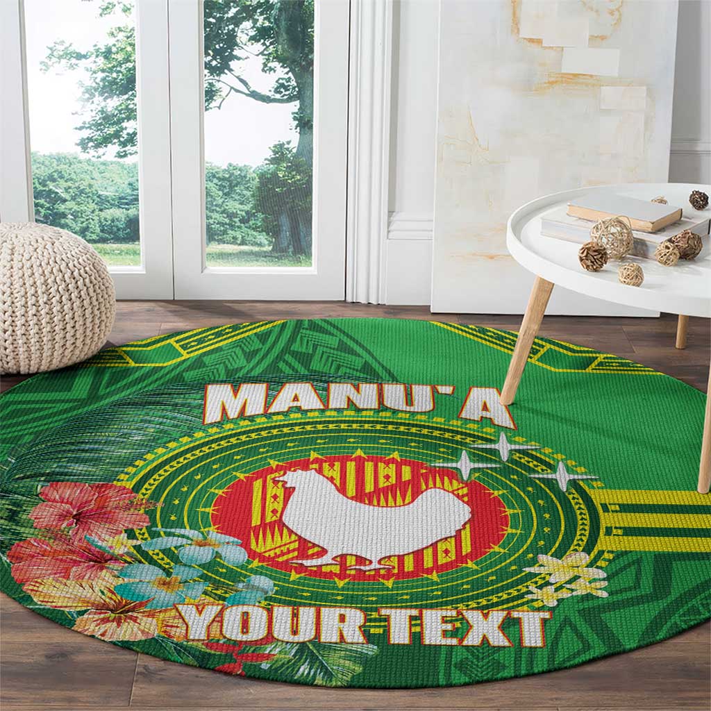 Personalized Manu'a Cession Day Round Carpet Tropical Flowers With Polynesian Pattern LT14 - Polynesian Pride