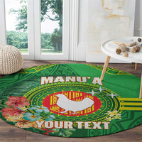 Personalized Manu'a Cession Day Round Carpet Tropical Flowers With Polynesian Pattern LT14 - Polynesian Pride