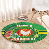 Personalized Manu'a Cession Day Round Carpet Tropical Flowers With Polynesian Pattern LT14 - Polynesian Pride