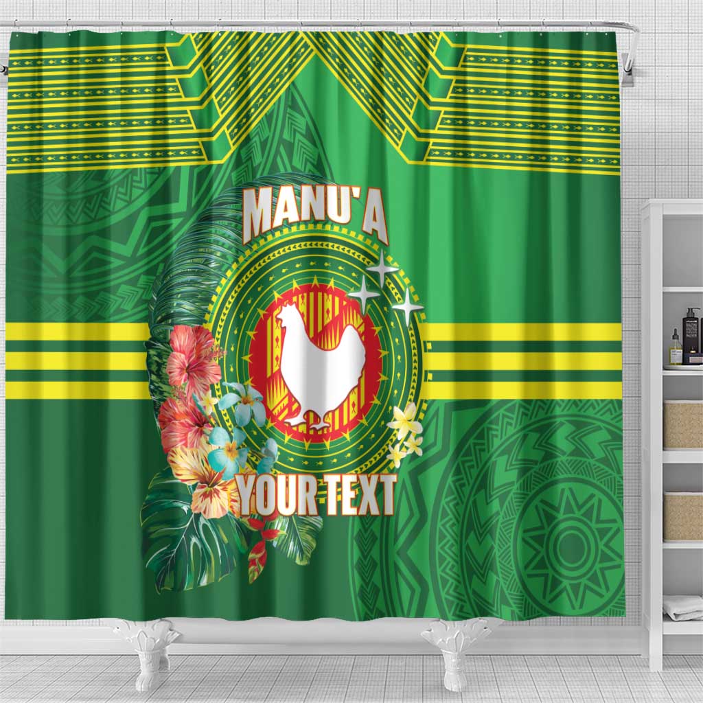 Personalized Manu'a Cession Day Shower Curtain Tropical Flowers With Polynesian Pattern LT14 - Polynesian Pride