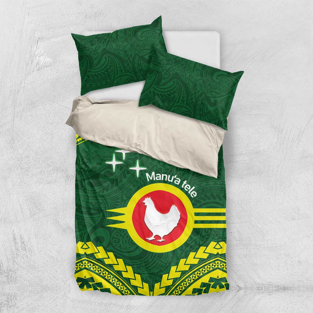 Manu'a Flag Day Bedding Set Polynesian Pattern National Color Proud LT14 US Twin 172cm x 218cm Green - Polynesian Pride