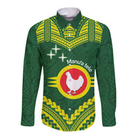 Manu'a Flag Day Long Sleeve Button Shirt Polynesian Pattern National Color Proud LT14 Unisex Green - Polynesian Pride