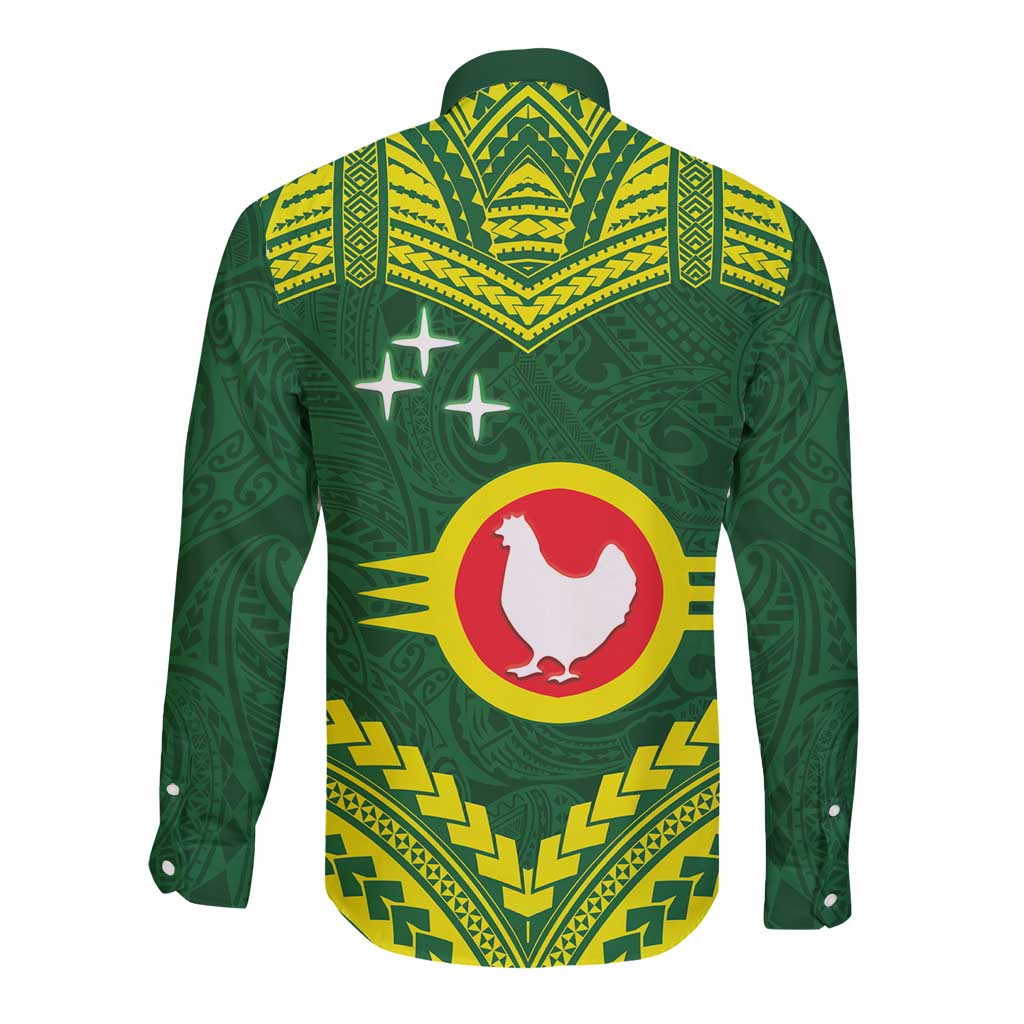 Manu'a Flag Day Long Sleeve Button Shirt Polynesian Pattern National Color Proud LT14 - Polynesian Pride