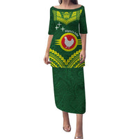 Manu'a Flag Day Puletasi Polynesian Pattern National Color Proud LT14 Long Dress Green - Polynesian Pride