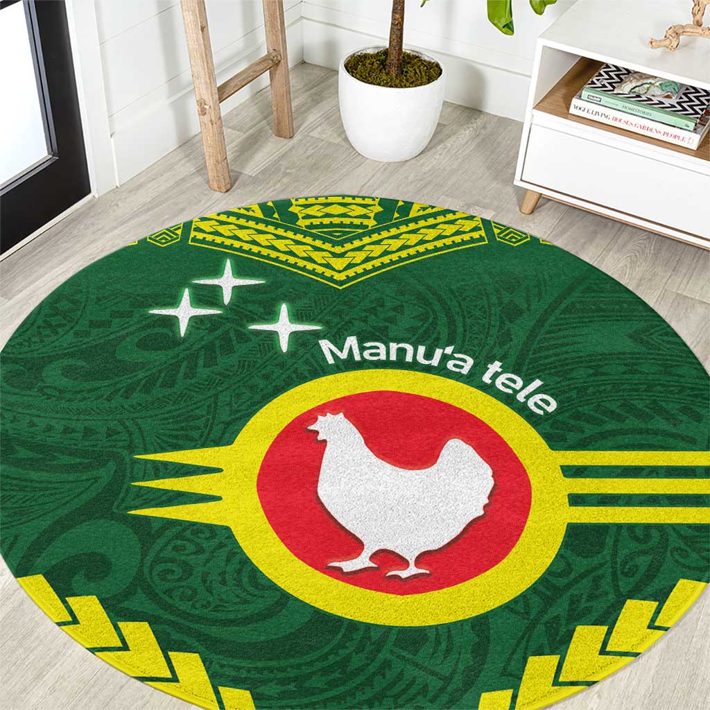 Manu'a Flag Day Round Carpet Polynesian Pattern National Color Proud LT14 Green - Polynesian Pride