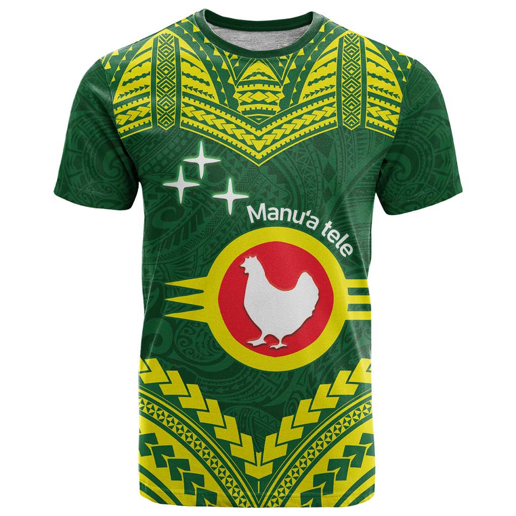Manu'a Flag Day T Shirt Polynesian Pattern National Color Proud LT14 Green - Polynesian Pride
