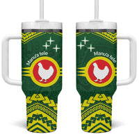 Manu'a Flag Day Tumbler With Handle Polynesian Pattern National Color Proud LT14 One Size: 40 oz Green - Polynesian Pride