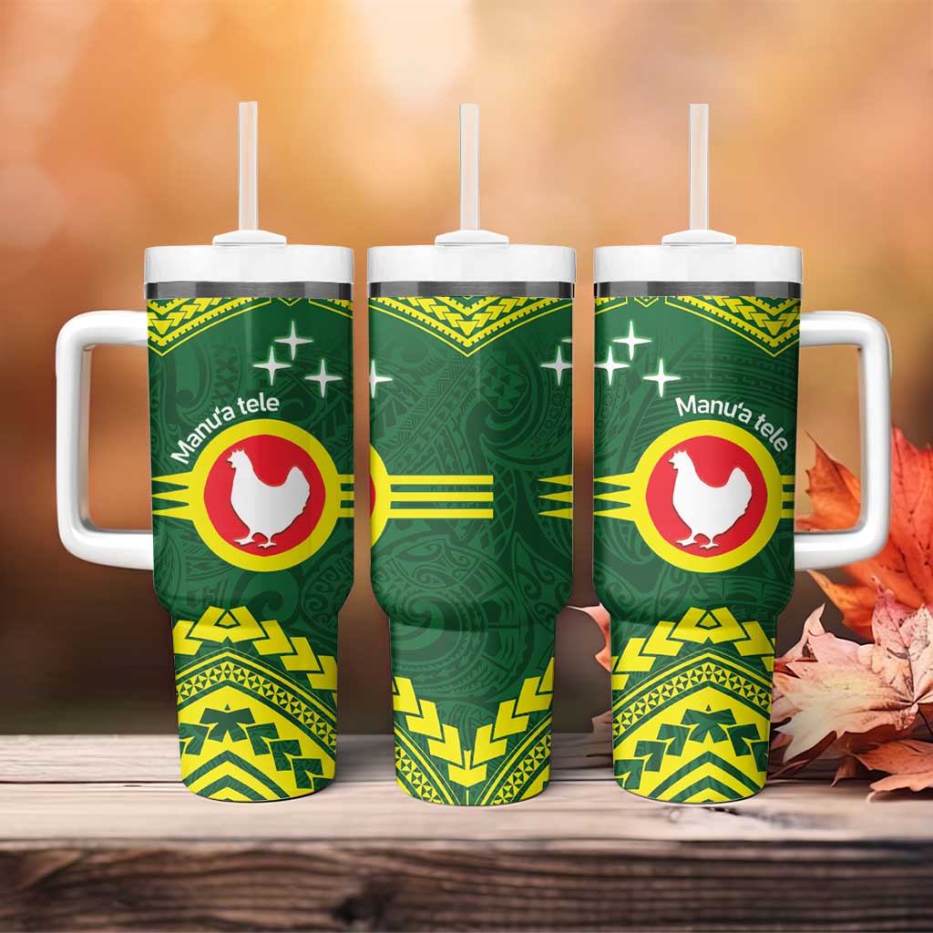 Manu'a Flag Day Tumbler With Handle Polynesian Pattern National Color Proud LT14 - Polynesian Pride