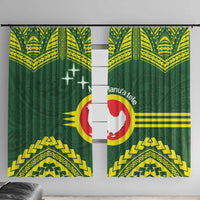 Manu'a Flag Day Window Curtain Polynesian Pattern National Color Proud LT14 With Hooks Green - Polynesian Pride