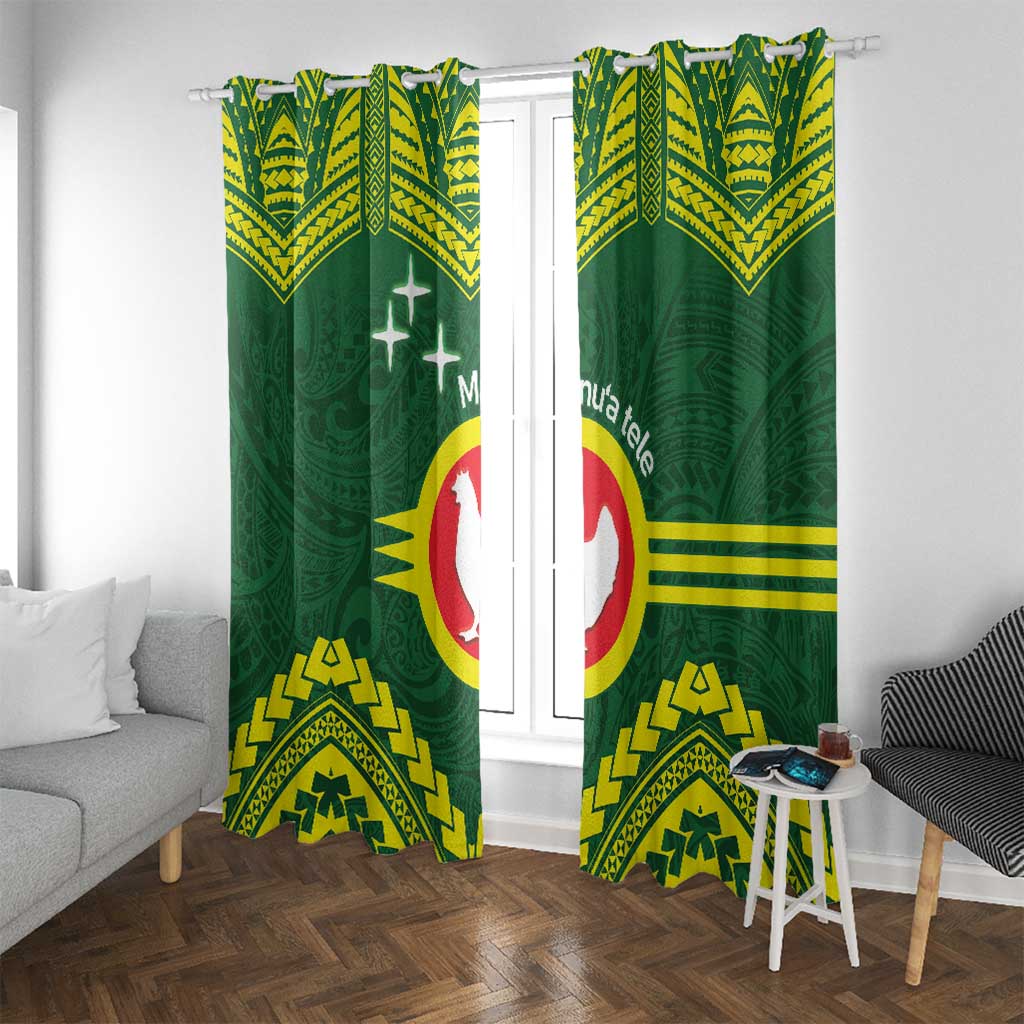 Manu'a Flag Day Window Curtain Polynesian Pattern National Color Proud LT14 With Grommets Green - Polynesian Pride
