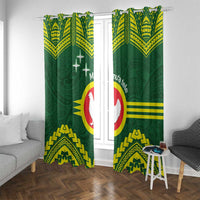 Manu'a Flag Day Window Curtain Polynesian Pattern National Color Proud LT14 With Grommets Green - Polynesian Pride