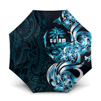 Asut Guam Chamorro Umbrella Guahan Seal Tattoo LT14 One Size Folded 11.42 inch Opened Diameter 37.4 inch Blue - Polynesian Pride