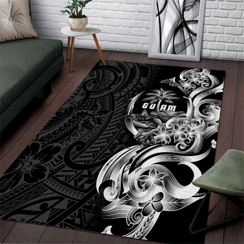 Attelong Guam Chamorro Area Rug Guahan Seal Tattoo LT14 Black - Polynesian Pride