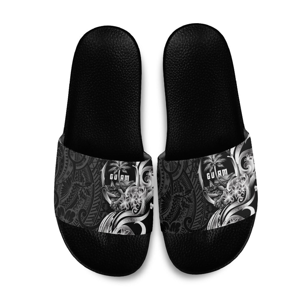 Attelong Guam Chamorro Slide Sandals Guahan Seal Tattoo LT14 Black - Polynesian Pride