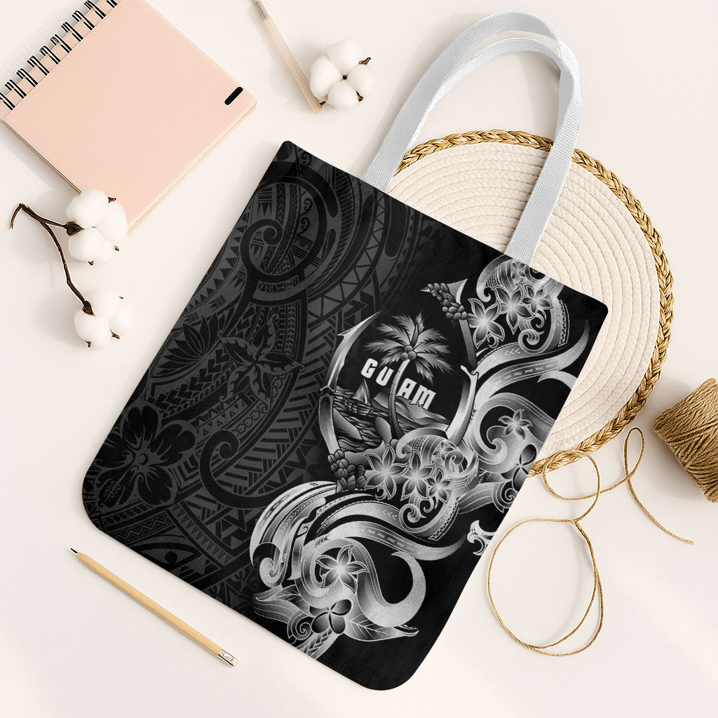 Attelong Guam Chamorro Tote Bag Guahan Seal Tattoo LT14 White Strap One Size Black - Polynesian Pride