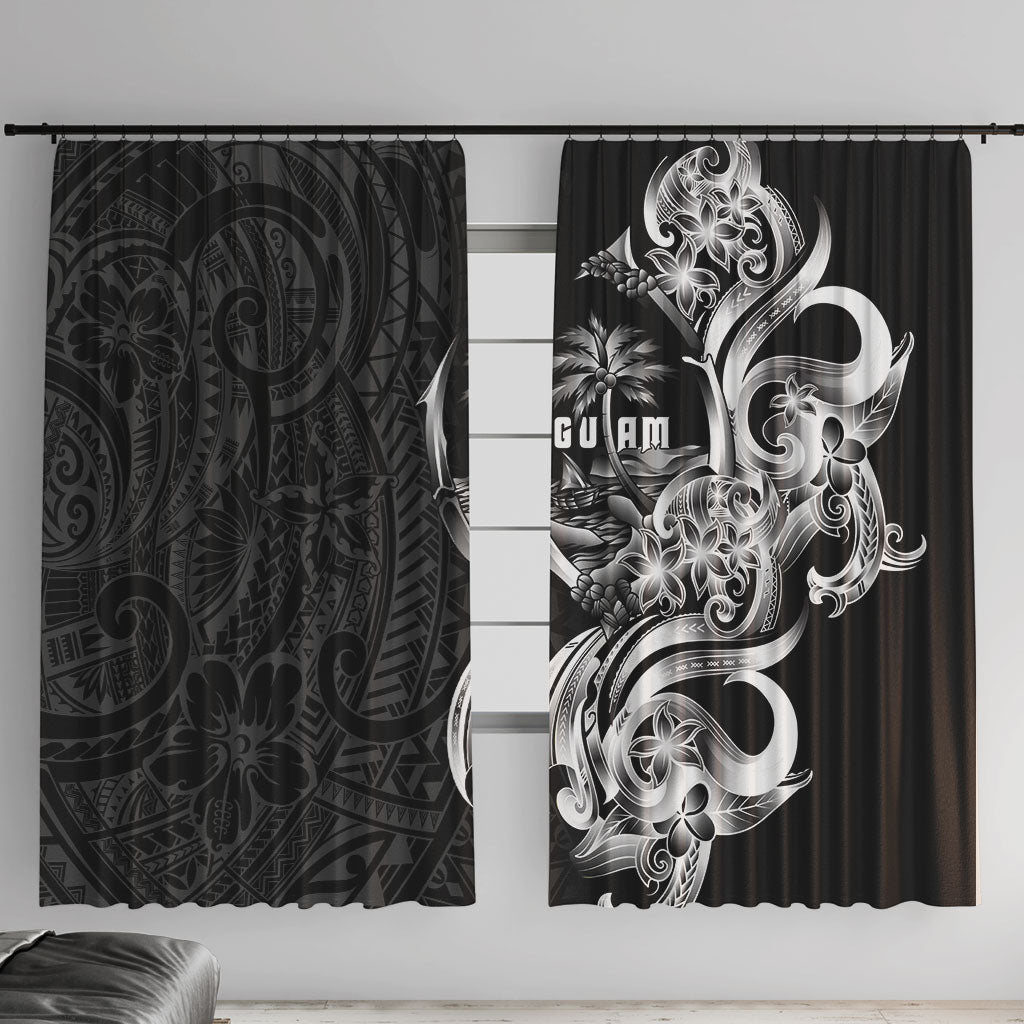 Attelong Guam Chamorro Window Curtain Guahan Seal Tattoo LT14 With Hooks Black - Polynesian Pride