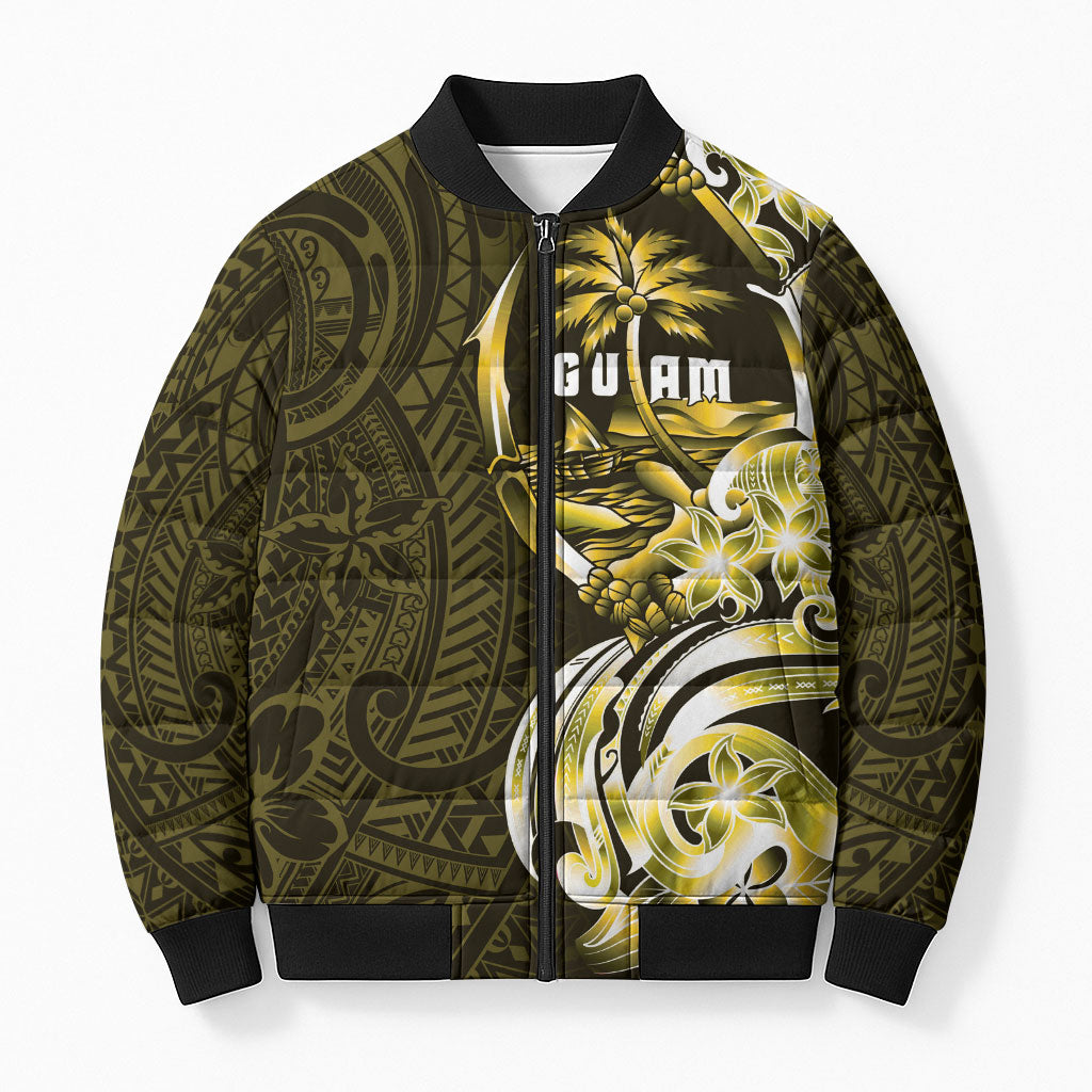 Amariyu Guam Chamorro Bomber Puffer Jacket Guahan Seal Tattoo LT14 Unisex Yellow - Polynesian Pride