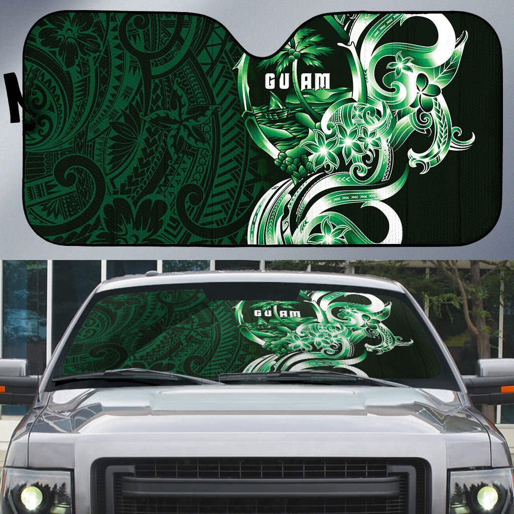 Betde Guam Chamorro Auto Sun Shade Guahan Seal Tattoo LT14 Green - Polynesian Pride