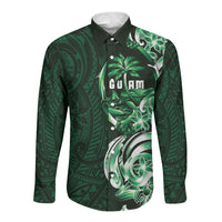 Betde Guam Chamorro Long Sleeve Button Shirt Guahan Seal Tattoo LT14 Unisex Green - Polynesian Pride
