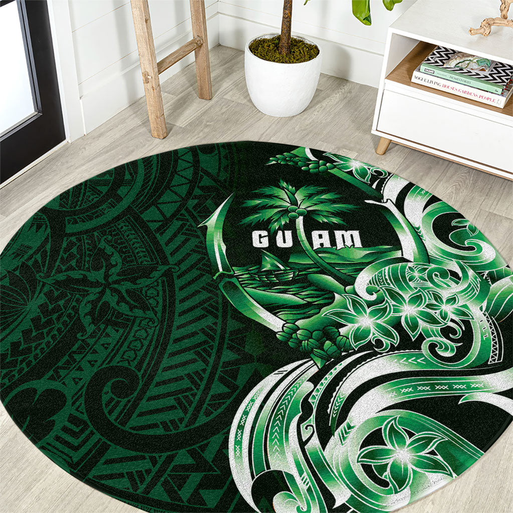 Betde Guam Chamorro Round Carpet Guahan Seal Tattoo LT14 Green - Polynesian Pride