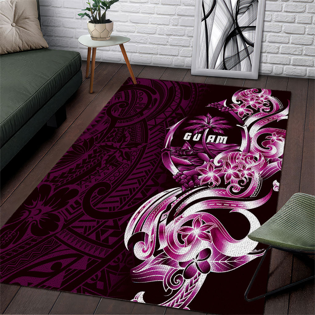 Kulot Di Rosa Guam Chamorro Area Rug Guahan Seal Tattoo LT14 Pink - Polynesian Pride