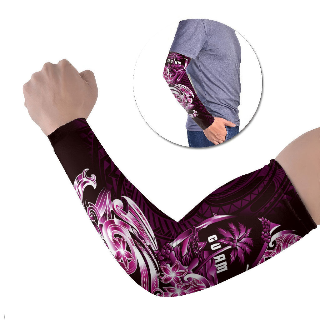 Kulot Di Rosa Guam Chamorro Arm Sleeves Guahan Seal Tattoo LT14 Set of 2 Pink - Polynesian Pride