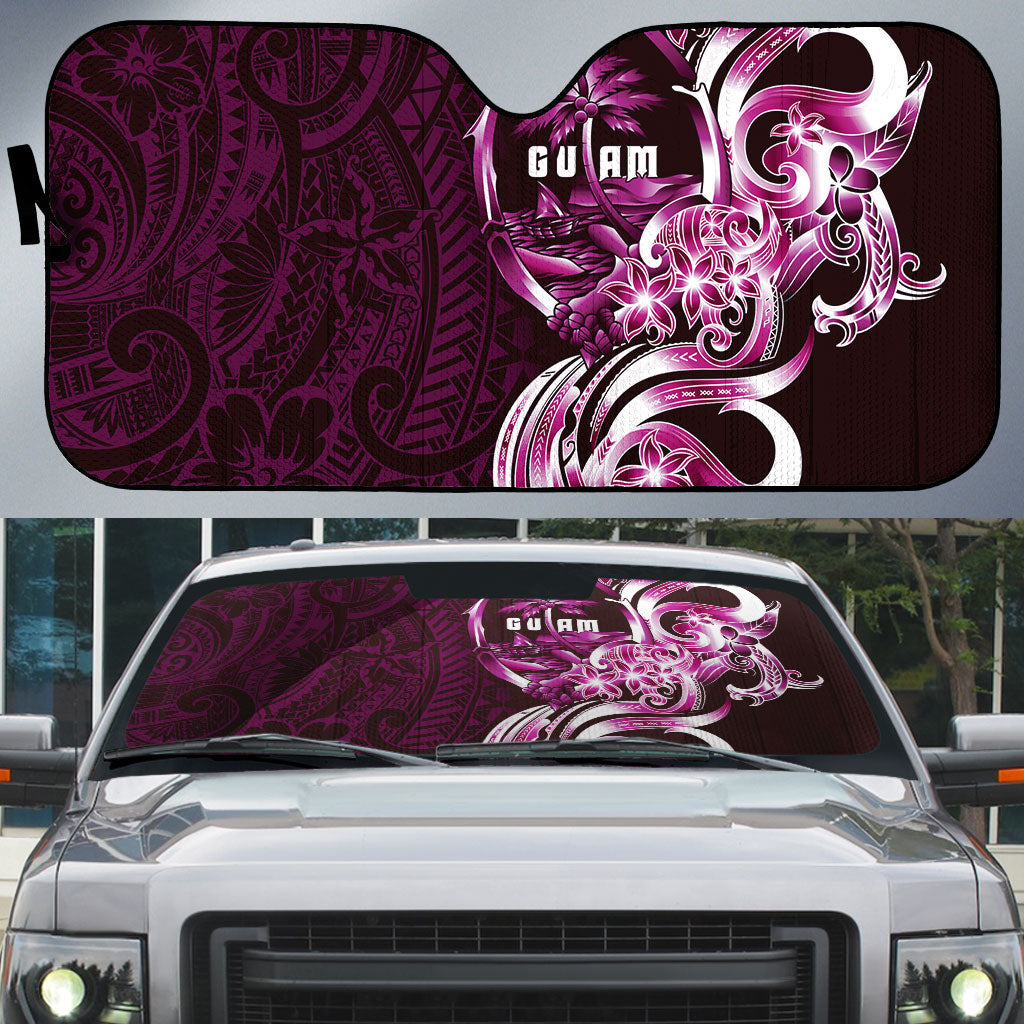 Kulot Di Rosa Guam Chamorro Auto Sun Shade Guahan Seal Tattoo LT14 Pink - Polynesian Pride