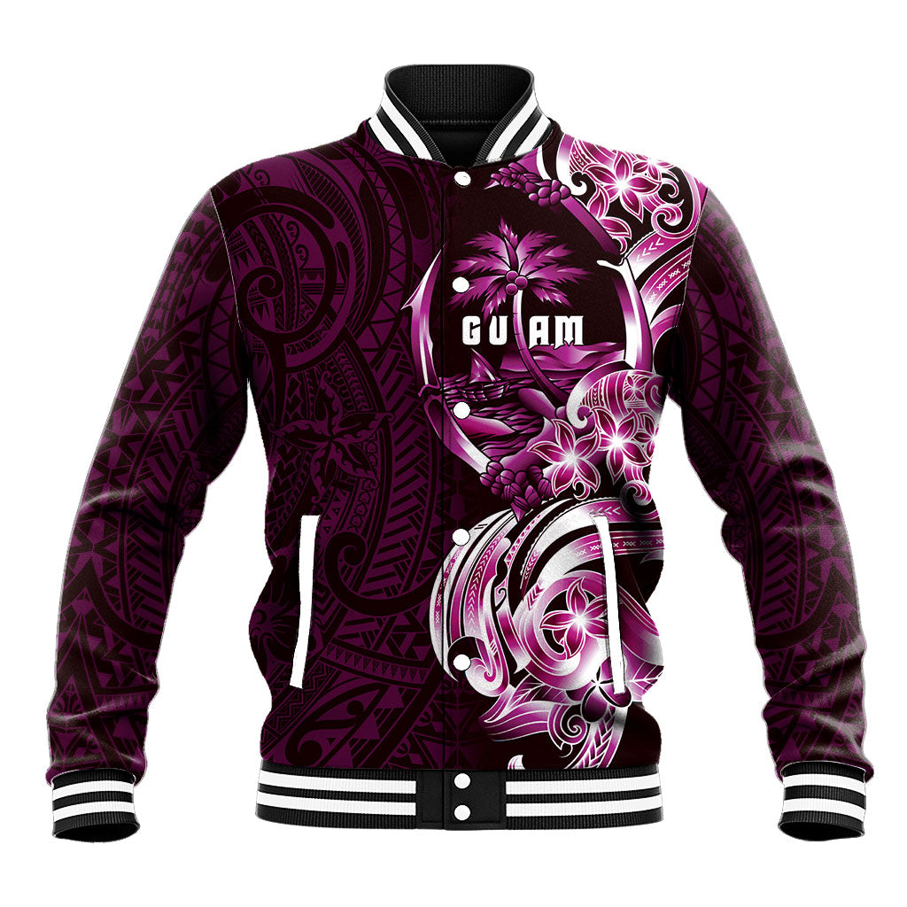 Kulot Di Rosa Guam Chamorro Baseball Jacket Guahan Seal Tattoo LT14 Unisex Pink - Polynesian Pride