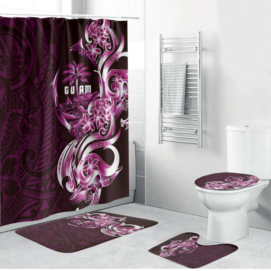 Kulot Di Rosa Guam Chamorro Bathroom Set Guahan Seal Tattoo LT14 Bathroom Set (4 pcs) Pink - Polynesian Pride
