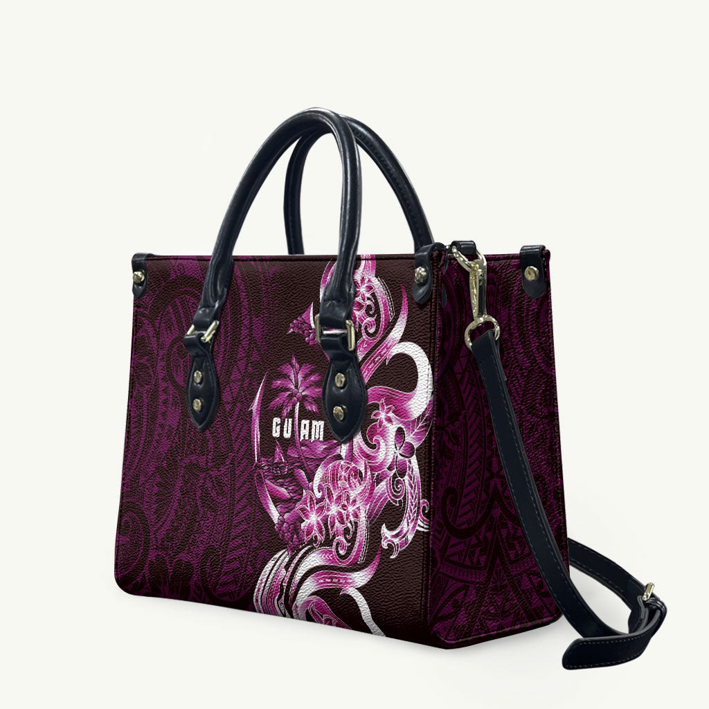Kulot Di Rosa Guam Chamorro Leather Bag Guahan Seal Tattoo LT14 Pink - Polynesian Pride