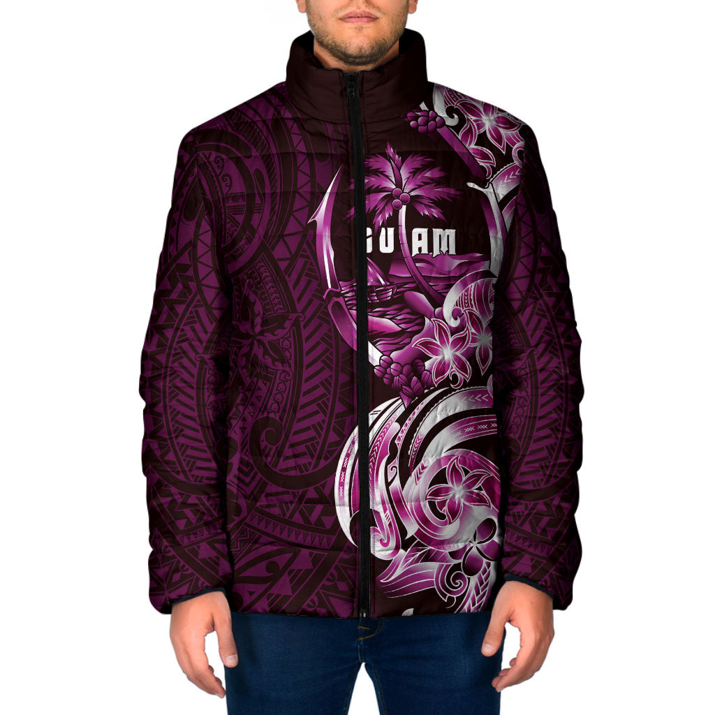 Kulot Di Rosa Guam Chamorro Padded Jacket Guahan Seal Tattoo LT14 Men Pink - Polynesian Pride