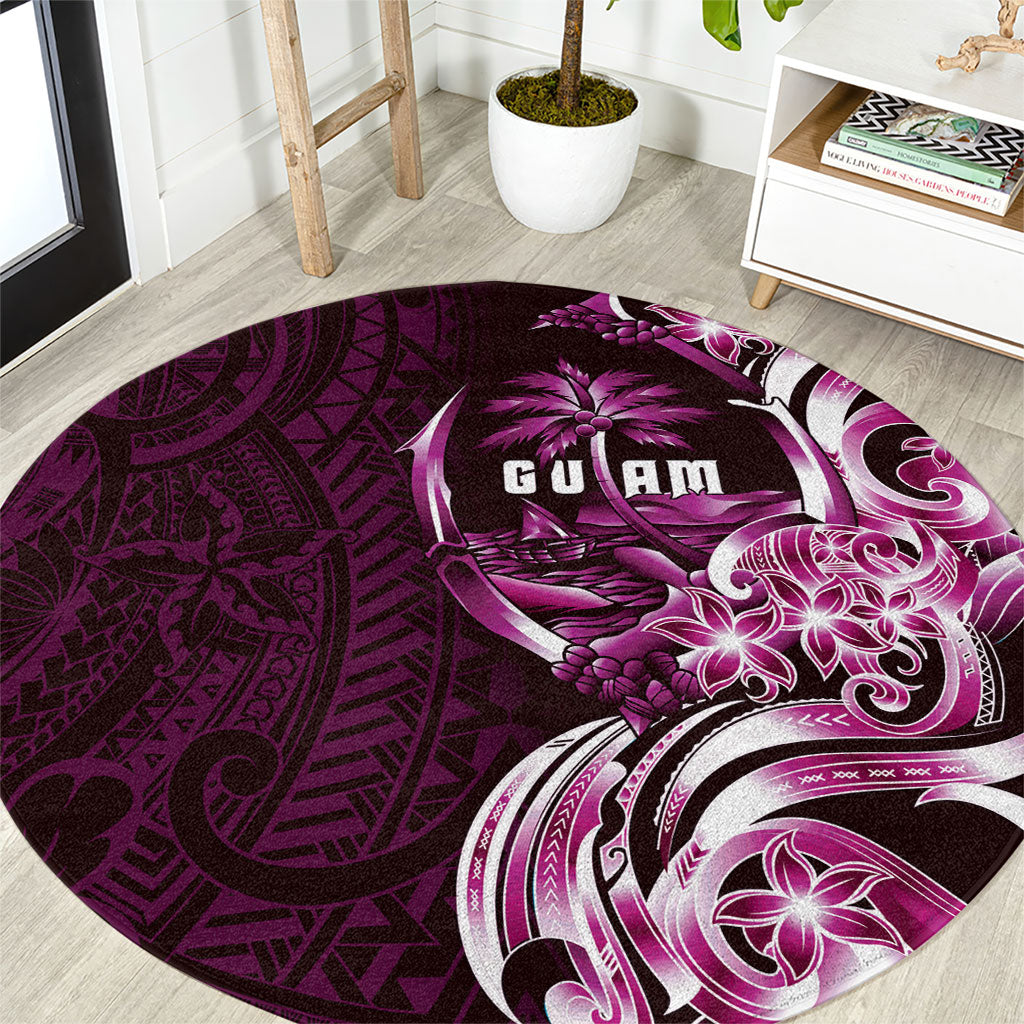 Kulot Di Rosa Guam Chamorro Round Carpet Guahan Seal Tattoo LT14 Pink - Polynesian Pride