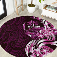 Kulot Di Rosa Guam Chamorro Round Carpet Guahan Seal Tattoo LT14 Pink - Polynesian Pride