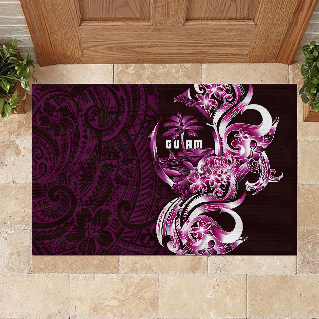 Kulot Di Rosa Guam Chamorro Rubber Doormat Guahan Seal Tattoo LT14 Pink - Polynesian Pride
