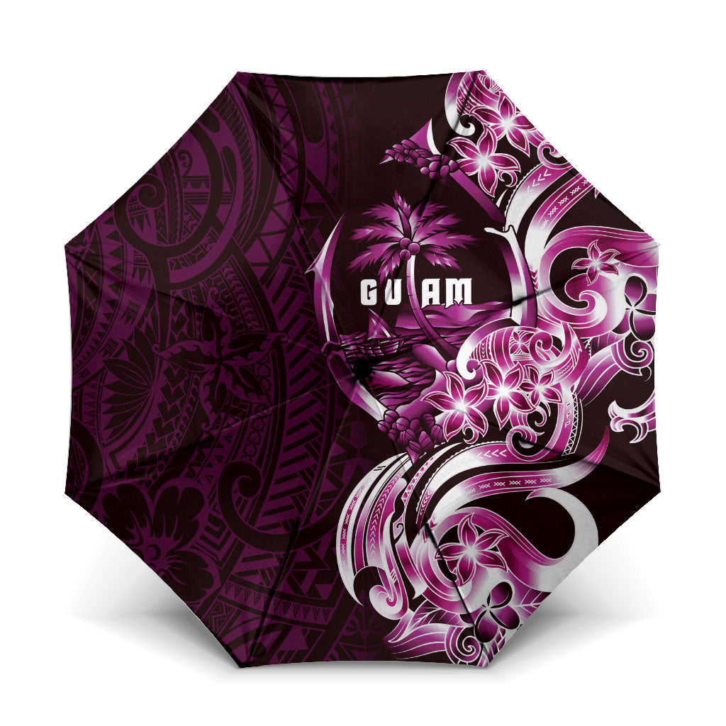 Kulot Di Rosa Guam Chamorro Umbrella Guahan Seal Tattoo LT14 One Size Folded 11.42 inch Opened Diameter 37.4 inch Pink - Polynesian Pride