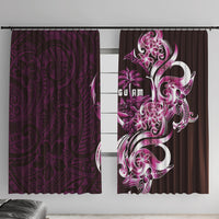 Kulot Di Rosa Guam Chamorro Window Curtain Guahan Seal Tattoo LT14 With Hooks Pink - Polynesian Pride