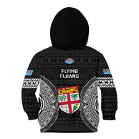 Fiji Rugby Kid Hoodie 2023 Fijian Tapa Pattern World Cup Black LT14 - Polynesian Pride