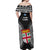 Fiji Rugby Off Shoulder Maxi Dress 2023 Fijian Tapa Pattern World Cup Black LT14 - Polynesian Pride