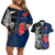 Custom New Zealand And France Rugby Couples Matching Off Shoulder Short Dress and Hawaiian Shirt All Black With Les Bleus Together 2023 World Cup LT14 Black - Polynesian Pride