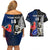 Custom New Zealand And France Rugby Couples Matching Off Shoulder Short Dress and Hawaiian Shirt All Black With Les Bleus Together 2023 World Cup LT14 - Polynesian Pride