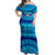 Personalised Fiji Off Shoulder Maxi Dress Unique Fijian Tapa Pattern With Coat Of Arms LT14 Women Blue - Polynesian Pride