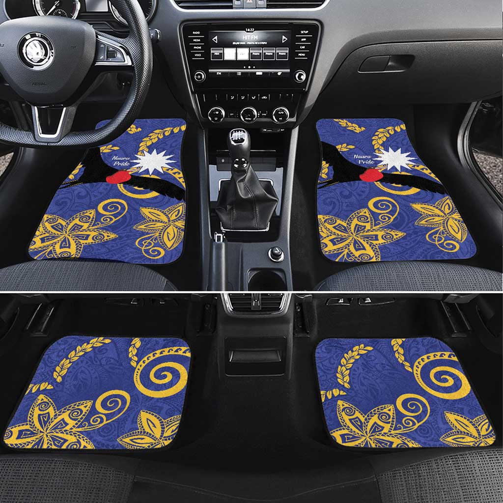 Nauru Angam Day Car Mats Naoero Frigate Bird Polynesian Pattern LT14 Set 4pcs Blue - Polynesian Pride