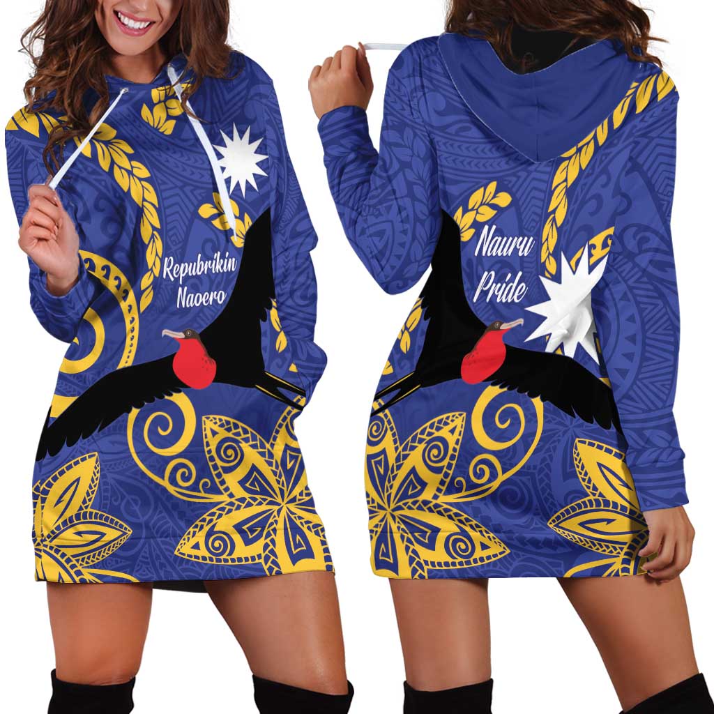 Nauru Angam Day Hoodie Dress Naoero Frigate Bird Polynesian Pattern LT14 - Polynesian Pride