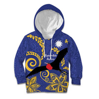 Nauru Angam Day Kid Hoodie Naoero Frigate Bird Polynesian Pattern LT14 Hoodie Blue - Polynesian Pride